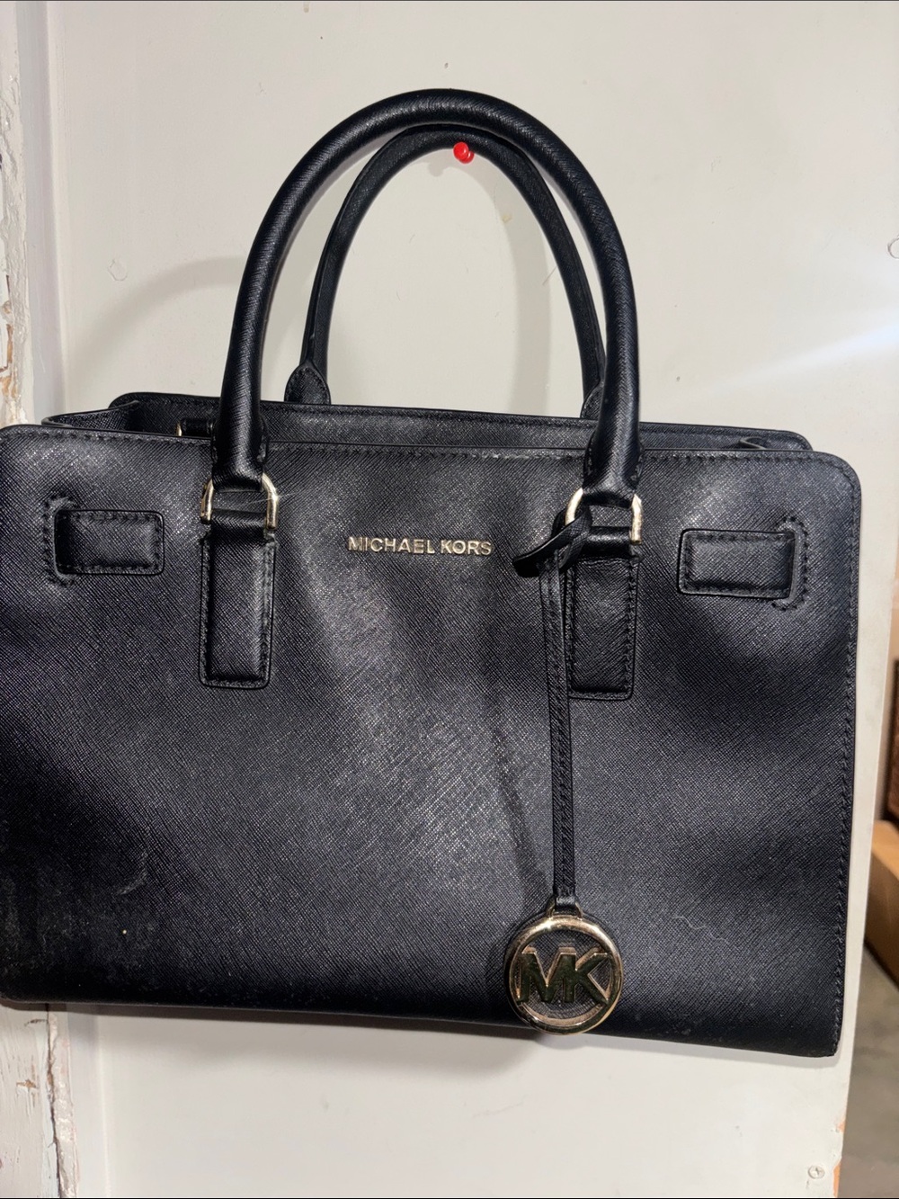 Michael Kors Black Leather Satchel with Gold Hardware - Picture 1 of 1